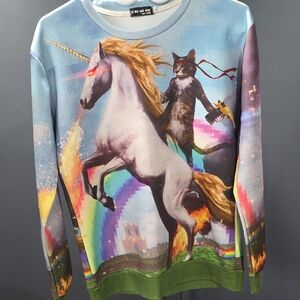 Cat Riding a Unicorn Sweater